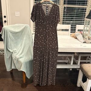 LOFT Brown Polka Dot Jumpsuit